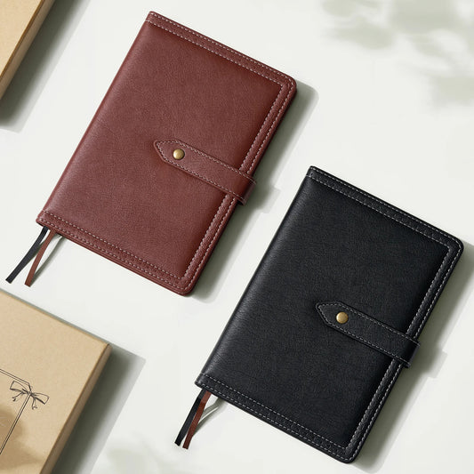 Cuaderno planificador WT Journal, puesta de sol, noche fresca, negro, marrón rojizo, caja de regalo, libro clásico de matriz de puntos lisos