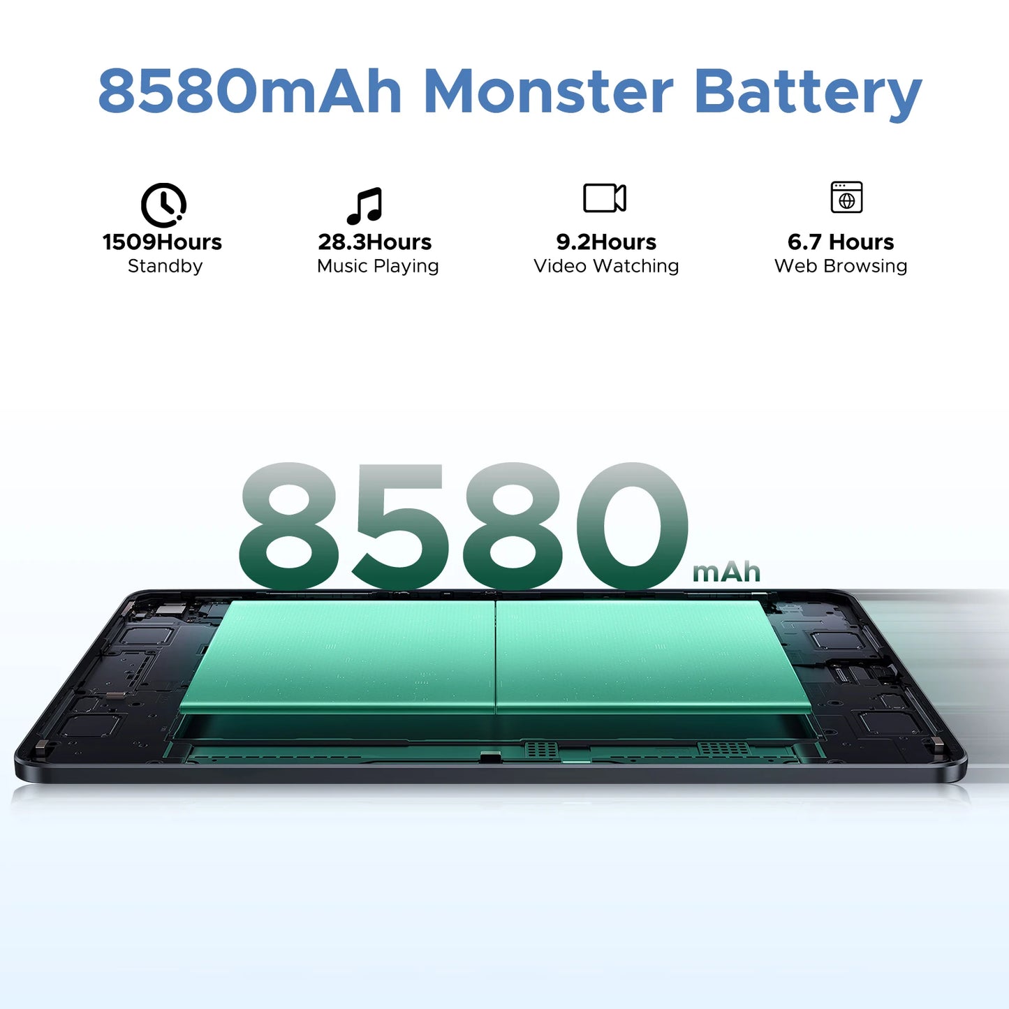 DOOGEE U11 프로 안드로이드 15 태블릿 PC, 글로벌 버전, 울트라 클리어 90Hz 디스플레이, 30GB(6 + 24), 256GB, 8580mAh 배터리, 11 인치