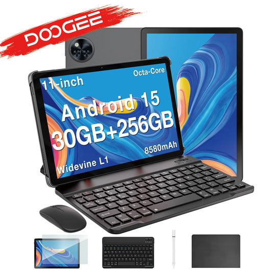 DOOGEE U11 프로 안드로이드 15 태블릿 PC, 글로벌 버전, 울트라 클리어 90Hz 디스플레이, 30GB(6 + 24), 256GB, 8580mAh 배터리, 11 인치