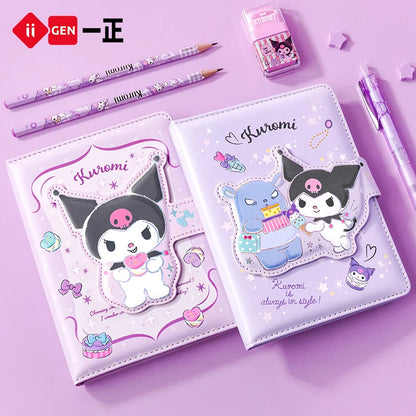 Iigen High Beauty Girl Heart Cute And Super Cute Cartoon Characters Alien Magnetic Buckle Kuromi Leather Notebook Notepad Gifts