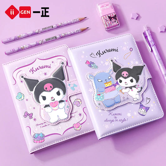 Iigen High Beauty Girl Heart Cute And Super Cute Cartoon Characters Alien Magnetic Buckle Kuromi Leather Notebook Notepad Gifts